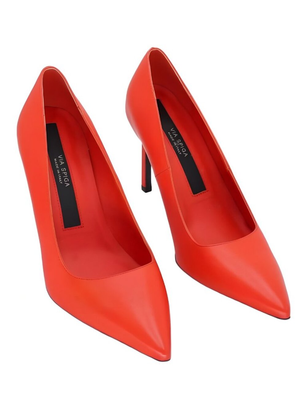 Via Spiga Pointed Toe Stiletto Pumps Bright Neon Orange Sz US 8.5 EU 38.5